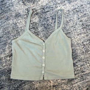 light olive green buttoned cropped tank top